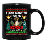 I Just Want To Hug My Boxer Dog Black Coffee Mug - Black