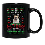 I Just Want To Hug My English Bulldog Dog Christmas Black Coffee Mug - Black