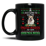 I Just Want To Hug My English Bulldog Dog Christmas Black Coffee Mug