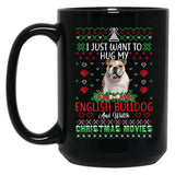 I Just Want To Hug My English Bulldog Dog Christmas Black Coffee Mug