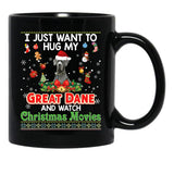 I Just Want To Hug My Great Dane Dog And Watch Essential Black Coffee Mug - Black