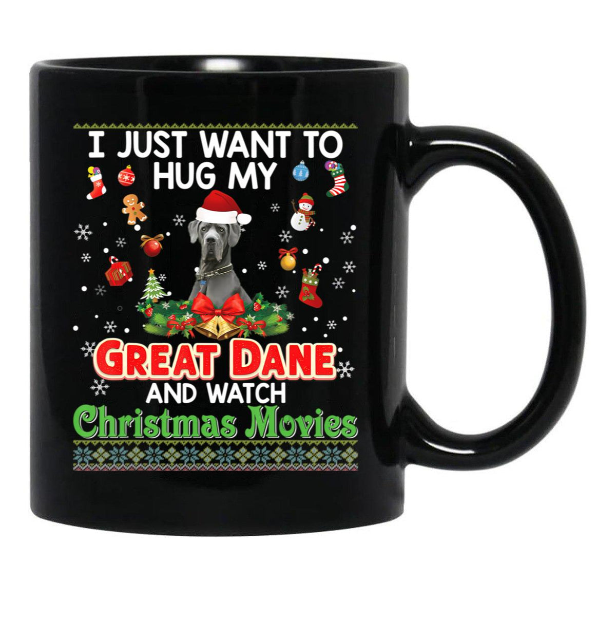 I Just Want To Hug My Great Dane Dog And Watch Essential Black Coffee Mug - Black