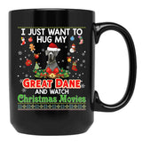 I Just Want To Hug My Great Dane Dog And Watch Essential Black Gift Coffee Mug - Black