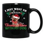 I Just Want To Watch Christmas Movies With My Dog Yorkie Black Coffee Mug - Black