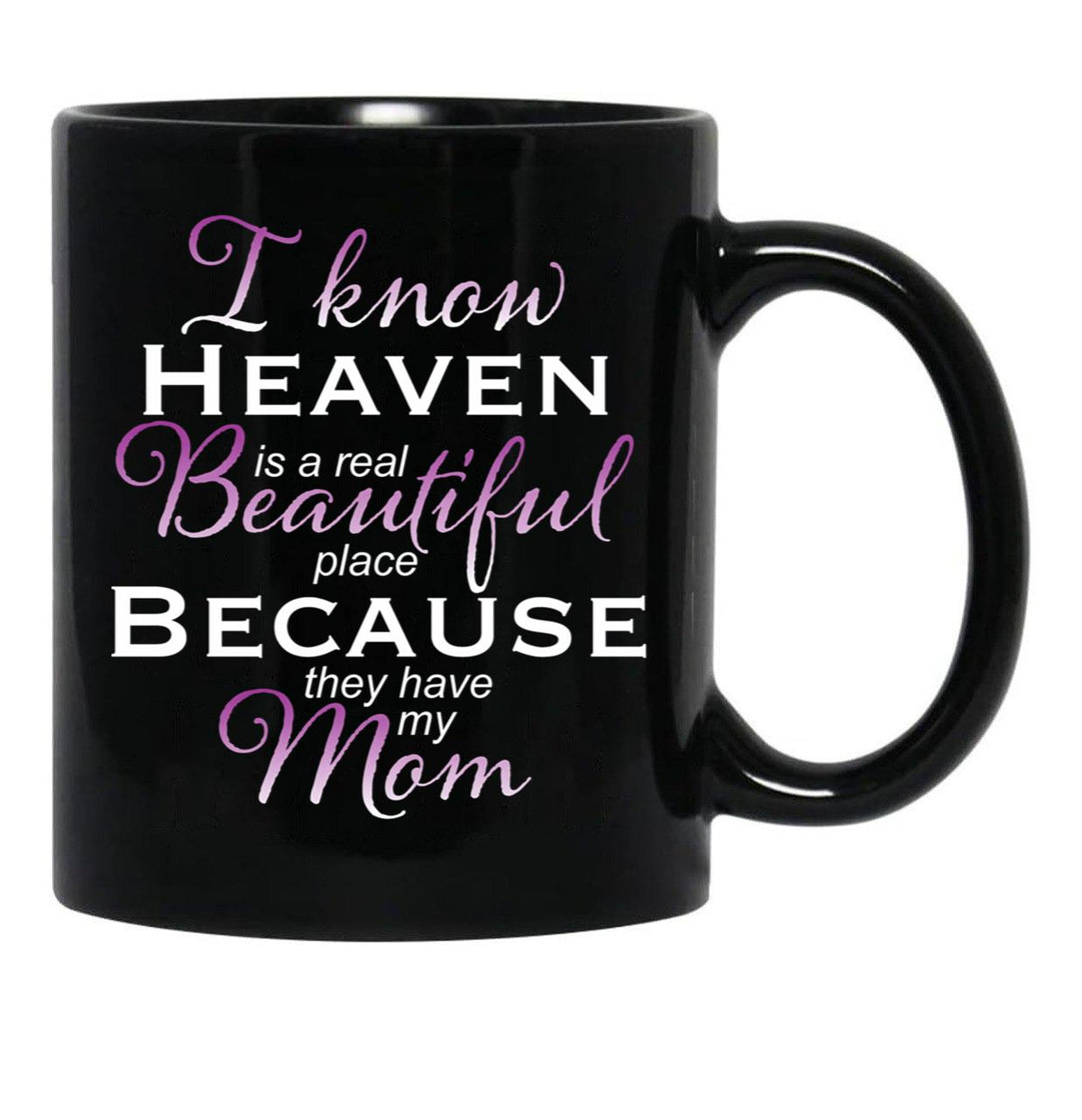 I Know Heaven Is A Real Beautiful Place They Have My Mom Black Gift Coffee Mug - Black