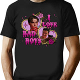 I Love Bad Boys Scream Movie T-Shirt for Men & Women, T-Shirts Graphic Tee - Black