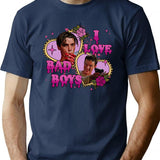 I Love Bad Boys Scream Movie T-Shirt for Men & Women, T-Shirts Graphic Tee - Navy