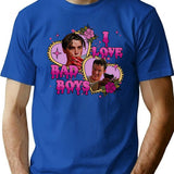 I Love Bad Boys Scream Movie T-Shirt for Men & Women, T-Shirts Graphic Tee - Blue