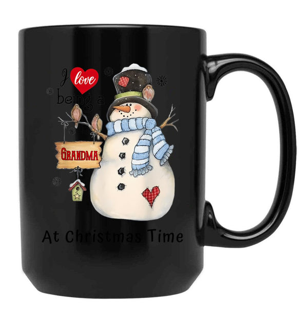 I Love Being A Grandma At Christmas Time Mug Womens Black Coffee Mug - Black