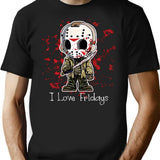 I Love Fridays T-Shirt for Men & Women, T-Shirts Graphic Tee - Black