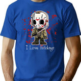 I Love Fridays T-Shirt for Men & Women, T-Shirts Graphic Tee - Blue
