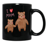 I Love Mom Bears Black Coffee Mug - Black