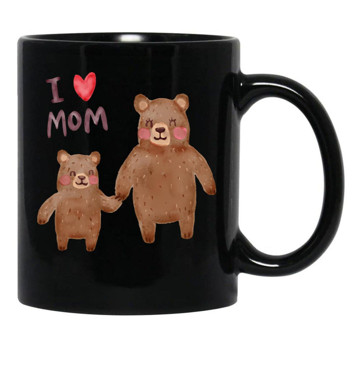 I Love Mom Bears Black Coffee Mug - Black
