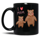 I Love Mom Bears Black Coffee Mug