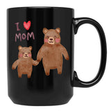 I Love Mom Bears Black Coffee Mug - Black