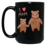 I Love Mom Bears Black Coffee Mug