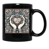 I Love Mom Mothers Day Gift Black Coffee Mug - Black