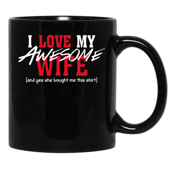 I Love My Awesome Wife Valentines Day Gift Husband 2 Black Coffee Mug - Black