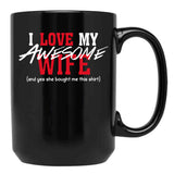 I Love My Awesome Wife Valentines Day Gift Husband 2 Black Coffee Mug - Black