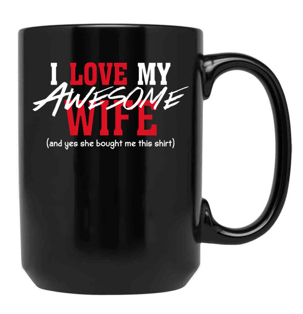 I Love My Awesome Wife Valentines Day Gift Husband 2 Black Coffee Mug - Black