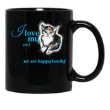 I Love My Cat And She Loves Me We Are Happy Family Funny Text On Gift Present Idea Cats Lovers Kitten Cute Illustration Black Gift Coffee Mug - Black