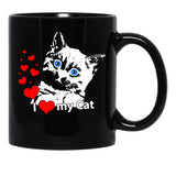 I Love My Cat Black Gift Coffee Mug - Black