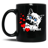 I Love My Cat Black Gift Coffee Mug