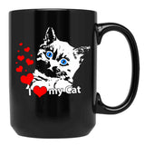 I Love My Cat Black Gift Coffee Mug - Black