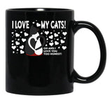 I Love My Cats Valentines Day Black Gift Coffee Mug - Black