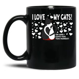 I Love My Cats Valentines Day Black Gift Coffee Mug