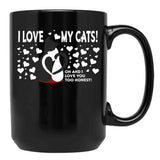 I Love My Cats Valentines Day Black Gift Coffee Mug - Black