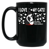 I Love My Cats Valentines Day Black Gift Coffee Mug