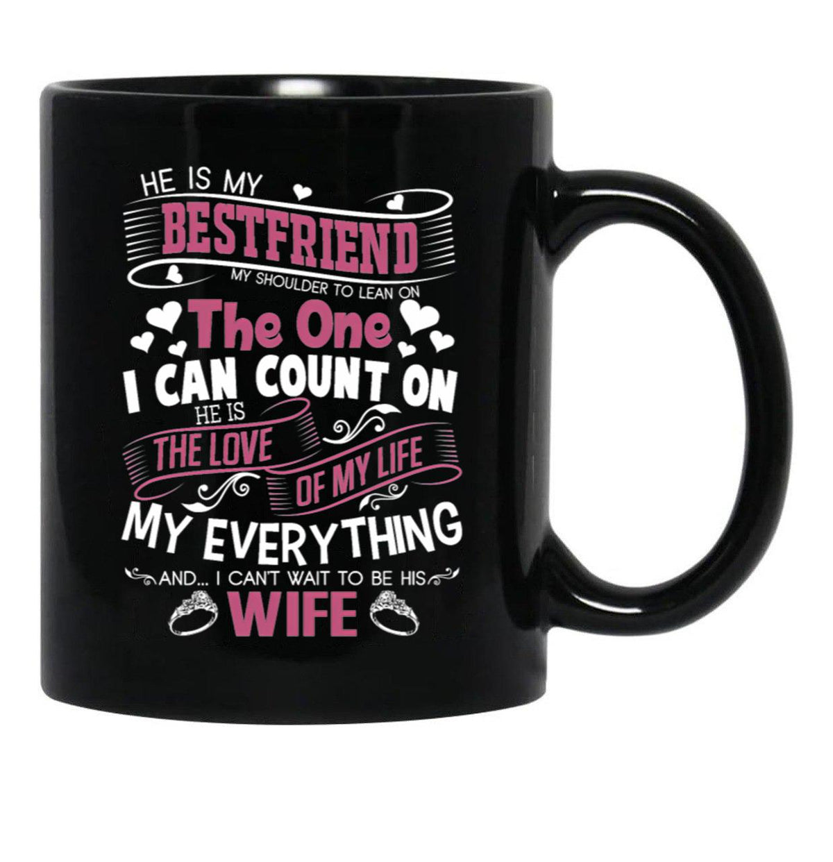 I Love My Future Husband Love Husband Black Coffee Mug - Black