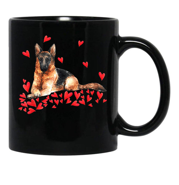 I Love My German Shepherd Dog Dog Mom Dog Dad Valentine Black Gift Coffee Mug - Black