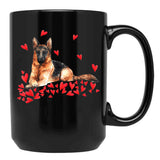 I Love My German Shepherd Dog Dog Mom Dog Dad Valentine Black Gift Coffee Mug - Black