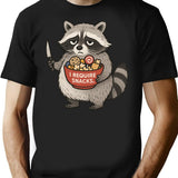 I Require Snacks Raccoon T-Shirt - Retro Graphic Tee for Men & Women - Black
