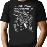 I Study Triggernometry Gun On Back Funny Veteran T-Shirt - Black