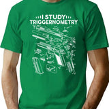 I Study Triggernometry Gun On Back Funny Veteran T-Shirt - Green