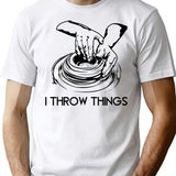 I Throw Things T-Shirt - Retro Graphic Tee for Men & Women - White