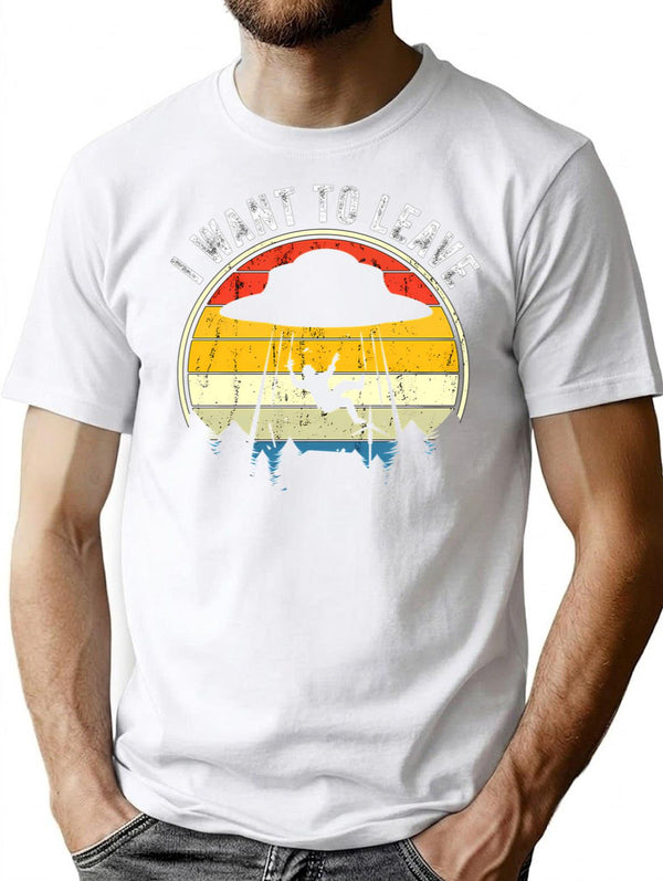 I Want To Leave Funny Ufo Vintage T-Shirt - White