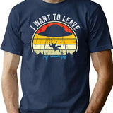 I Want To Leave Funny Ufo Vintage T-Shirt - Navy