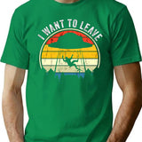 I Want To Leave Funny Ufo Vintage T-Shirt - Green