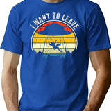 I Want To Leave Funny Ufo Vintage T-Shirt - Blue