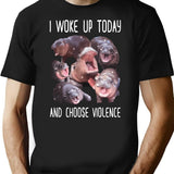 I Woke Up Today And Choose Violence Pygmy Hippo Vintage Moo Deng Bootleg T-Shirt - Black