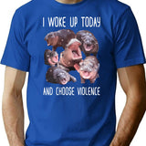 I Woke Up Today And Choose Violence Pygmy Hippo Vintage Moo Deng Bootleg T-Shirt - Blue