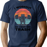 I Workout So I Can Eat Garbage Funny Raccoon Vintage Gym Essential T-Shirt - Navy