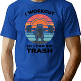 I Workout So I Can Eat Garbage Funny Raccoon Vintage Gym Essential T-Shirt - Blue
