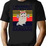 I Workout So I Can Eat Garbage Funny Raccoon Vintage Gym T-Shirt - Black