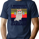 I Workout So I Can Eat Garbage Funny Raccoon Vintage Gym T-Shirt - Navy