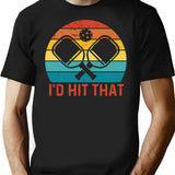 I'd Hit That Pickleball Paddle Vintage Retro T-Shirt - Black